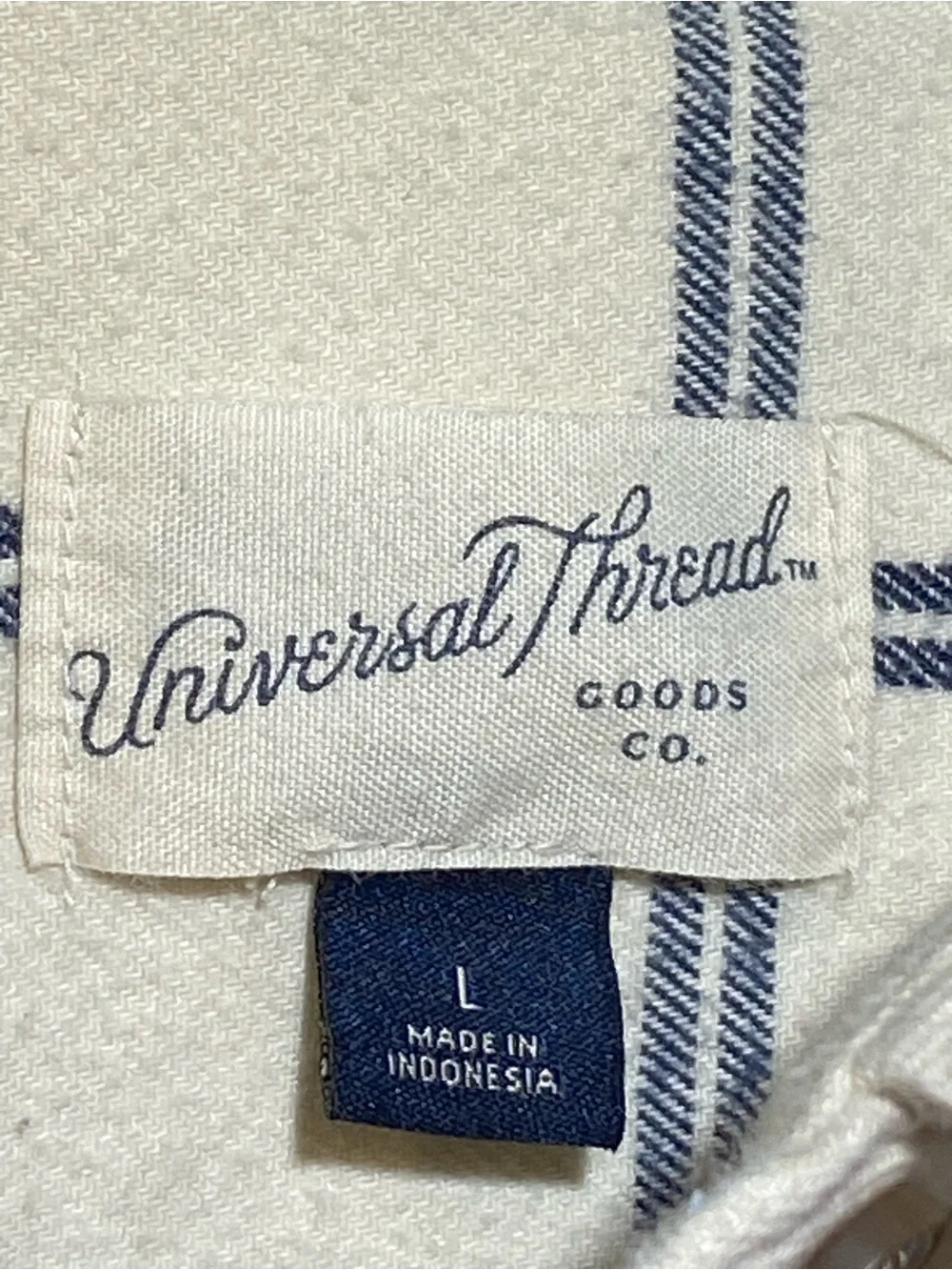 Universal Thread Cream Button-Down Shirt with Blue Windowpane